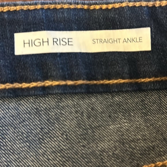 Code Bleu High Rise Straight Ankle Jean Stretch Distressed Raw Hem Dark Wash 20W - Picture 13 of 15